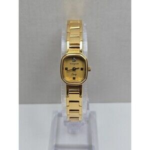 Vintage Wittnauer Womens Gold Tone Diamond Swiss Quartz Dress Watch New Battery
